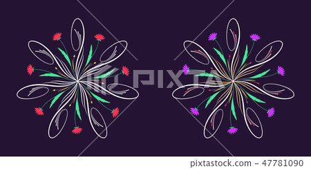 Floral flourish ornament in calligraphic style Floral flourish ornament in calligraphic style 47781090