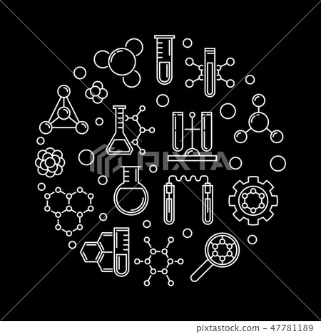 Biochemistry vector concept round outline illustration Biochemistry vector concept round outline illustration 47781189