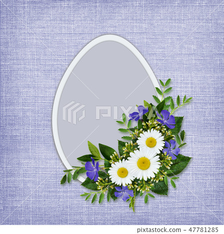 Wild flowers bouquet and Easter egg 47781285