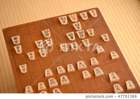 Shogi old shogi board and shogi piece 47781369
