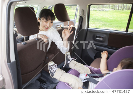 Baby sitting on a child seat 47781427