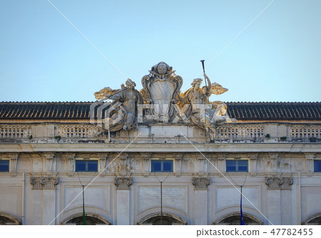 Papal Coat of Arms on Quirinale Palace in Rome. Pope Clement XII (Corsini Family) emblem between 47782455