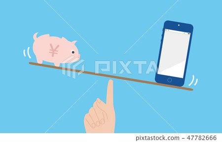 Image of the balance of smartphone and money 47782666