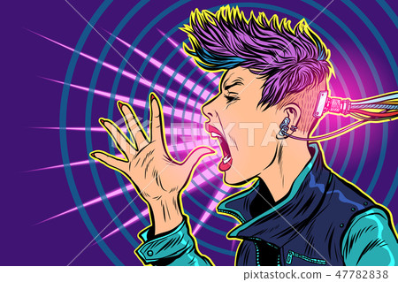 cyberpunk Internet addiction. gadgets virtuality. 80s girl woman cyberpunk Internet addiction. gadgets virtuality. 80s girl woman 47782838