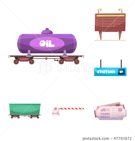 Vector illustration of train and station icon. Collection of train and ticket stock symbol for web. 47783872