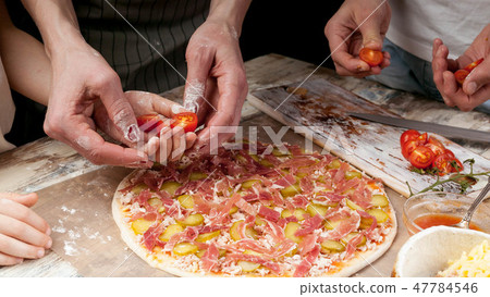 Horizontal Food Banner. homemade pizza. Close-up 47784546