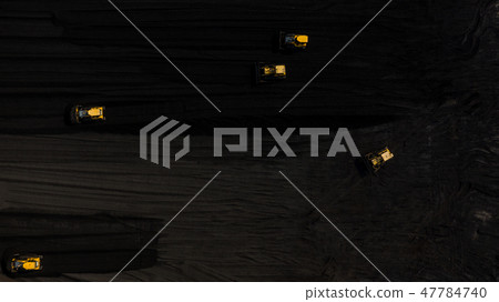 Coal storage and bulldozer, Aerial view coal 47784740