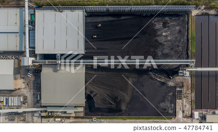 Coal storage and bulldozer, Aerial view coal 47784741