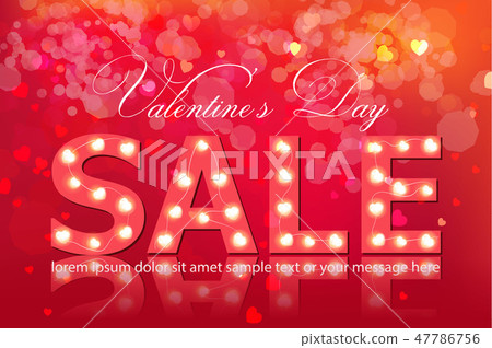 Valentine day sale banner Vector realistic. Red 47786756