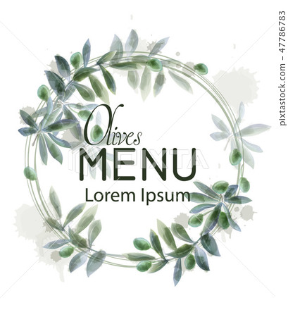 Leaves wreath frame Vector watercolor. Wild green - Stock Illustration ...