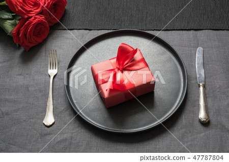 Valentine's day or birthday dinner. Table setting. 47787804