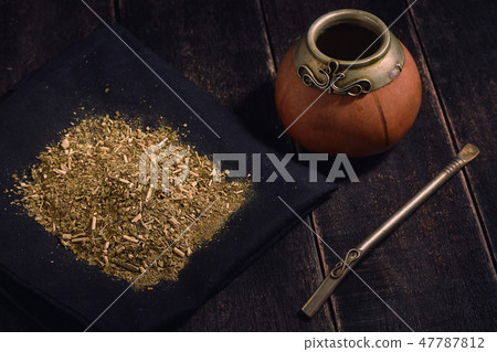 Yerba mate and calabash with bambilla. 47787812