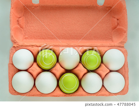 Carton of organic and colorful eggs. Easter. 47788045
