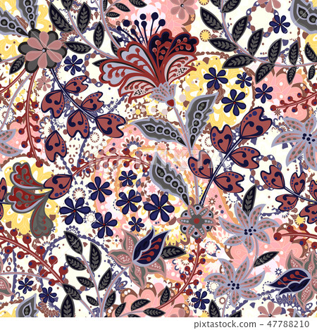 Vector seamless pattern with hand drawn henna... - Stock Illustration ...