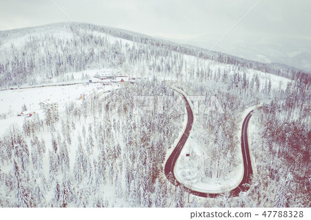 Winter scenery in Silesian Beskids mountains. Winter scenery in Silesian Beskids mountains. 47788328