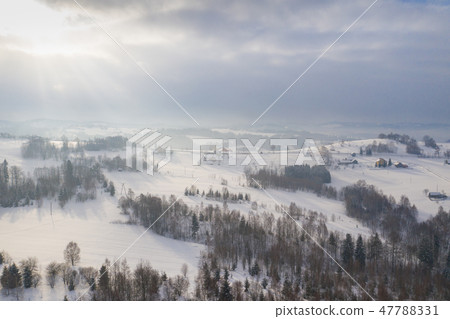 Winter scenery in Silesian Beskids mountains. Winter scenery in Silesian Beskids mountains. 47788331