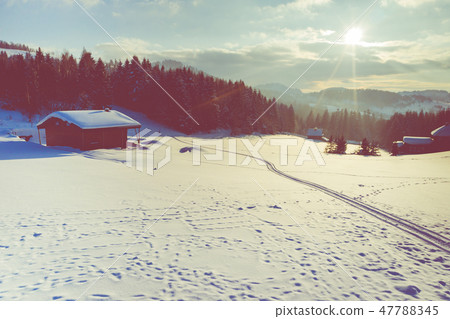 Winter scenery in Silesian Beskids mountains. Winter scenery in Silesian Beskids mountains. 47788345