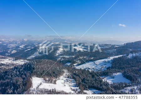 Winter scenery in Silesian Beskids mountains. Winter scenery in Silesian Beskids mountains. 47788355