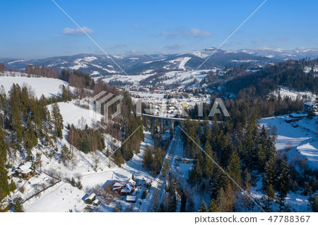 Winter scenery in Silesian Beskids mountains. 47788367