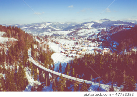 Winter scenery in Silesian Beskids mountains. Winter scenery in Silesian Beskids mountains. 47788388