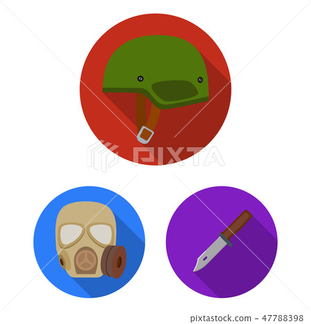 Army and armament flat icons in set collection for design. Weapons and equipment vector symbol stock Army and armament flat icons in set collection for design. Weapons and equipment vector symbol stock 47788398