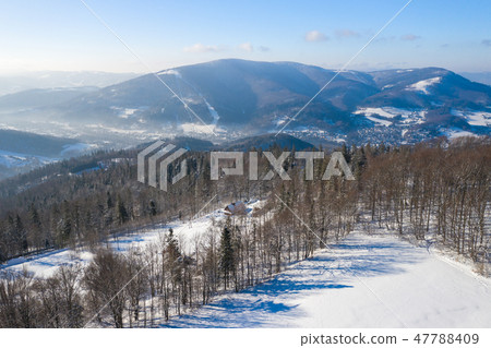Winter scenery in Silesian Beskids mountains. Winter scenery in Silesian Beskids mountains. 47788409