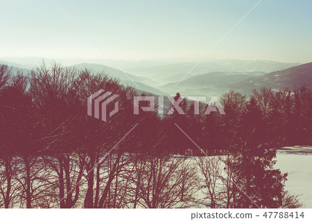Winter scenery in Silesian Beskids mountains. Winter scenery in Silesian Beskids mountains. 47788414