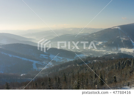 Winter scenery in Silesian Beskids mountains. Winter scenery in Silesian Beskids mountains. 47788416