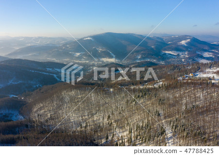 Winter scenery in Silesian Beskids mountains. Winter scenery in Silesian Beskids mountains. 47788425