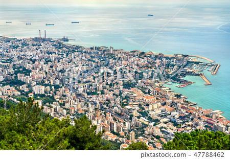 Aerial view of Jounieh in Lebanon 47788462