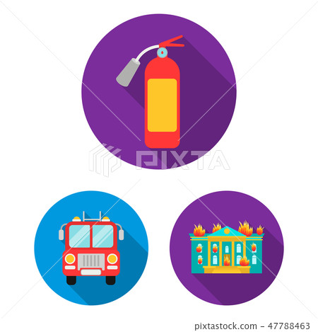 Fire Department flat icons in set collection for design. Firefighters and equipment vector symbol Fire Department flat icons in set collection for design. Firefighters and equipment vector symbol 47788463