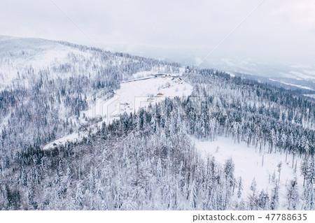 Winter scenery in Silesian Beskids mountains. Winter scenery in Silesian Beskids mountains. 47788635