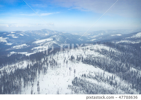 Winter scenery in Silesian Beskids mountains. Winter scenery in Silesian Beskids mountains. 47788636