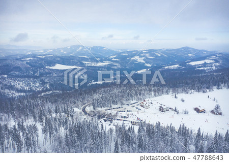 Winter scenery in Silesian Beskids mountains. 47788643