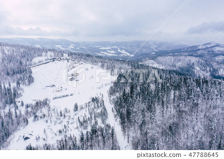 Winter scenery in Silesian Beskids mountains. 47788645