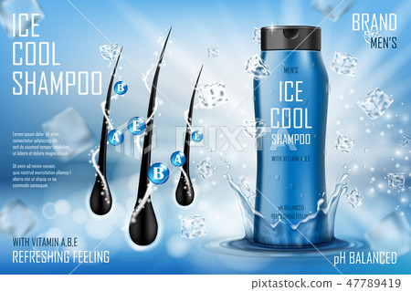 Cooling Men S Shampoo Gel With Splashing Water Stock Illustration