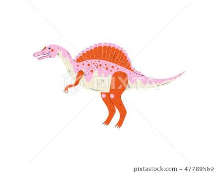 Colorful Spinosaurus Dinosaur, Cute Prehistoric Animal Vector Illustration 47789569