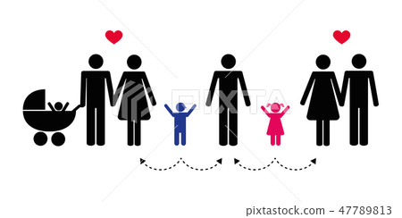 big patchwork family concept pictogram 47789813