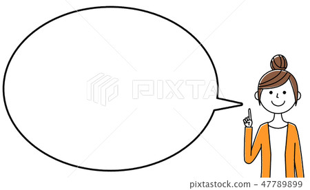 Young female balloon finger pointing 47789899