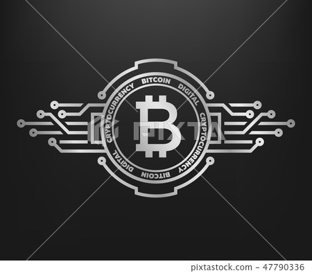 Bitcoin, abstract silver symbol of internet money. 47790336