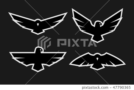 Eagle, a set of monochrome logos. Eagle, a set of monochrome logos. 47790365