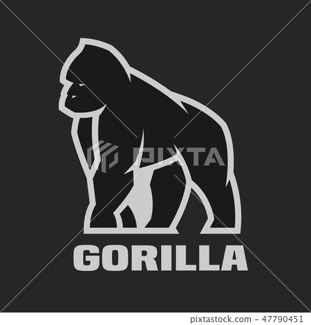 Gorilla monochrome logo on a dark background. Gorilla monochrome logo on a dark background. 47790451
