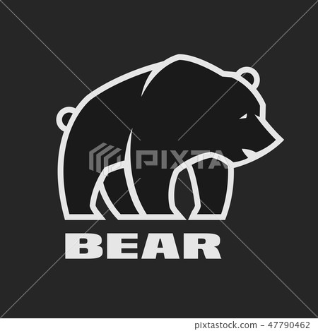 Bear, monochrome logo on a dark background. 47790462