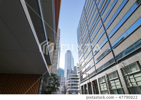Dentsu headquarters building seen from Shimbashi performance area Dentsu headquarters building seen from Shimbashi performance area 47790822