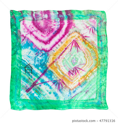 scarf in batik technique with picture of bamboo 47791316