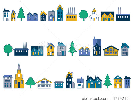 Townscape house Foreign Village Blue × Yellow 47792101