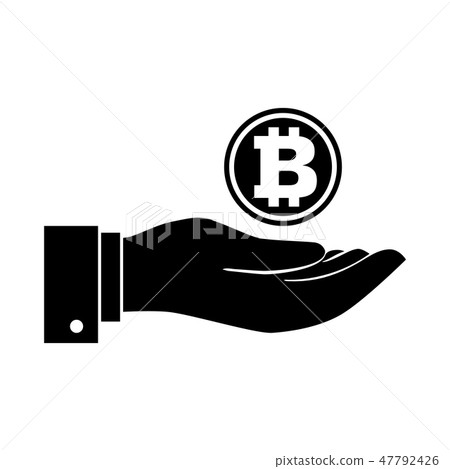 Businessman hand with bitcoin icon silhouette Businessman hand with bitcoin icon silhouette 47792426