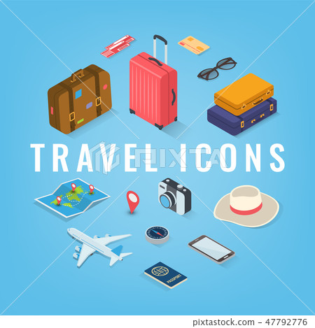 Travel icons in Isometric style. Travel and tourism concept. Vector 47792776