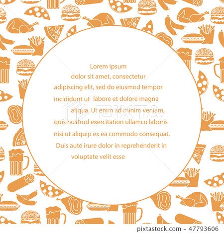 Beer, different types of food and fast food 47793606
