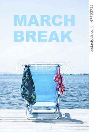 text march break and deck chair on a pier 47793732